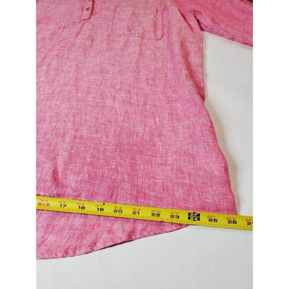Jones NY Womens 1X 100% Linen Oversized Tunic Top Pink Beach Vacation Resort - Picture 8 of 10